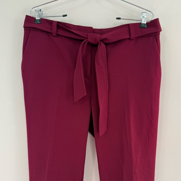 LOFT “The Devin Slim” Tie Waist Slim Pants -Burgundy- Size 10 - Picture 2 of 14